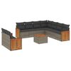 vidaXL 10-daļīgs dārza dīvāna komplekts ar matračiem, pelēks PE pinums