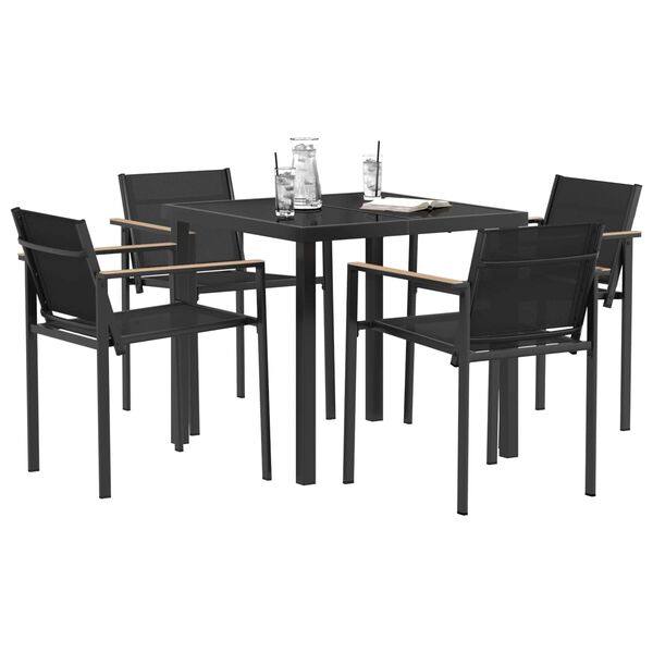 vidaXL Āra mēbeļu komplekts 5 pcs Melns un Anthracite 80 x 80 x 73 cm