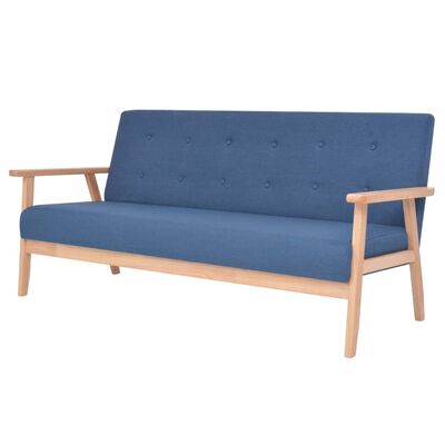 vidaXL dīvāns, trīsvietīgs, zils audums