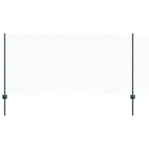 vidaXL Se&scaron;stūra žogs ar stabu 50 x 1 m PVC pārklāts tērauds Zaļa Tīkls