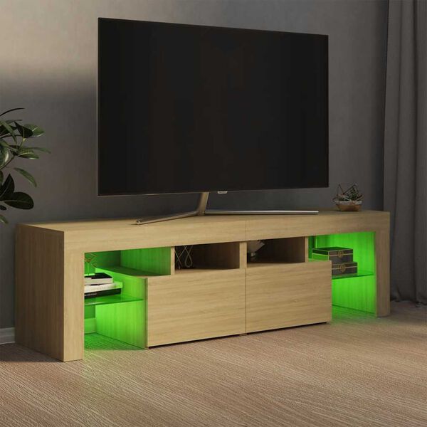 vidaXL TV skapītis ar LED lampiņām, 140x36,5x40 cm, ozolkoka krāsā