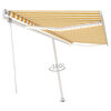 vidaXL markīze ar LED un vēja sensoru, 500x350 cm, dzeltena/balta