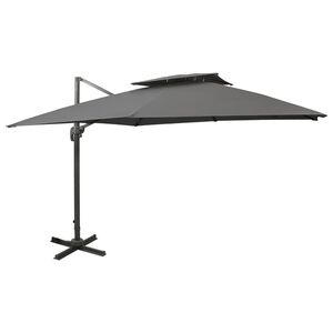 vidaXL dārza saulessargs ar divkār&scaron;u jumtu, 300x300 cm, antracītpelēks