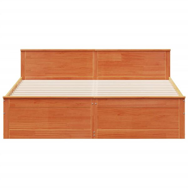 vidaXL gulta bez matrača, ar galvgali, 200x200 cm, priedes koks