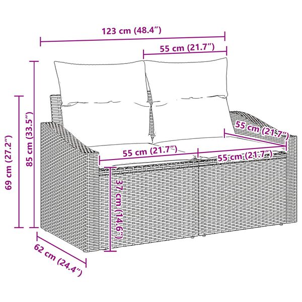 vidaXL Dārza dīvānu komplekts 11 pcs Bē&scaron;s un krēms poliratāns