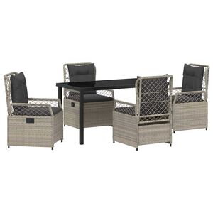 vidaXL Dārza ēdamgalds 5 pcs Gai&scaron;i pelēks poliratāns