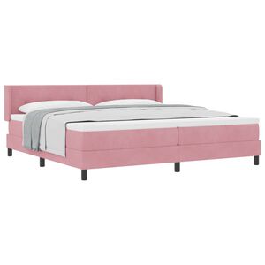 vidaXL Kastītes atsperu gulta ar galvas klāju Rozā 200 x 200 cm Samts