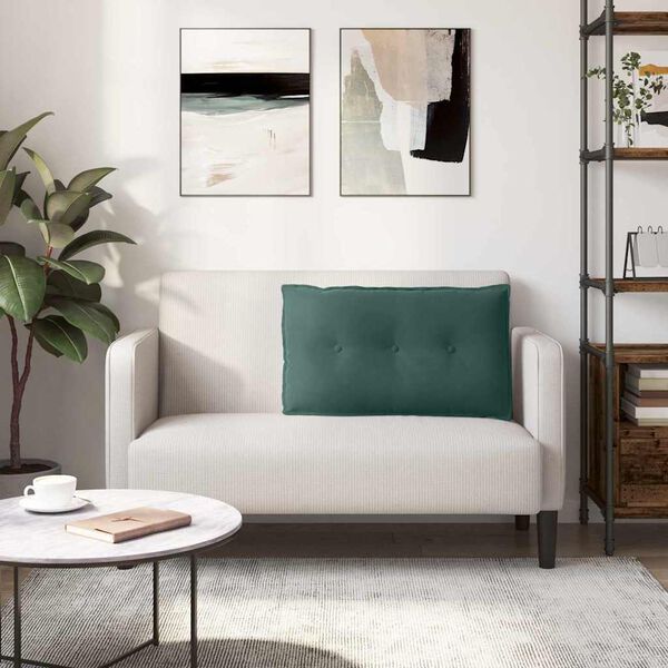 vidaXL Atpakaļ spilvens Tum&scaron;i zaļ&scaron; 80 x 50 cm Korduroja audums