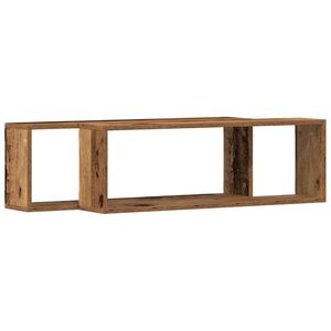 vidaXL Sienas plaukti ar plauktu 2 pcs Vecs koks 80 x 15 x 26 cm