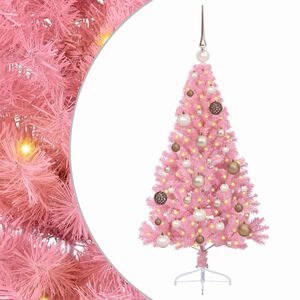vidaXL Mākslīgais LED Ziemassvētku eglīte su 150 LED Rozā 120 cm PVC