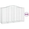 vidaXL arkveida gabiona grozi, 20gb., 200x50x120/140cm, cinkota dzelzs