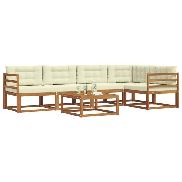 vidaXL Āra dīvānu komplekts ar spilvenu 6 pcs Dabisks un krējuma