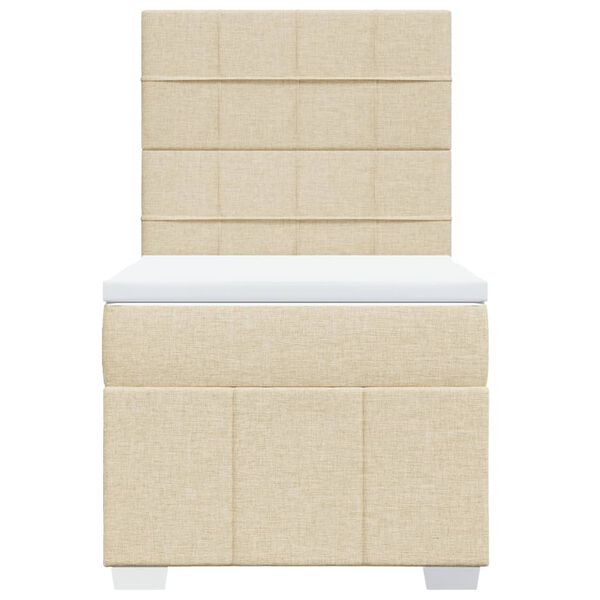 vidaXL atsperu gultas rāmis ar matraci, krēmkrāsas, 90x200 cm, audums