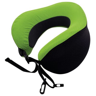 424620 Travelsafe Memory Foam Folding Neck Pillow Green and Black