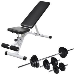 vidaXL treniņu sols ar hantelēm un stieni, 30,5 kg