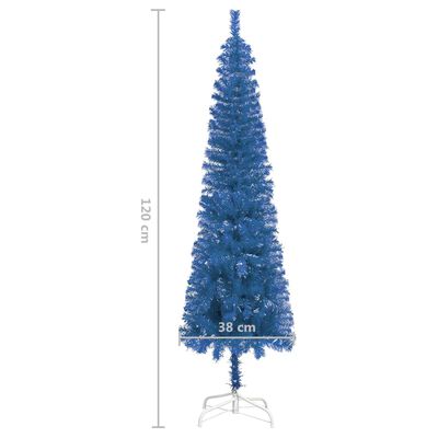 vidaXL mākslīgā Ziemassvētku egle, šaura, 120 cm, zila