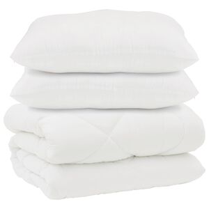 vidaXL Sega ar spilveniem ar spilvenu 3 pcs Balts Mikrofibra un pūks