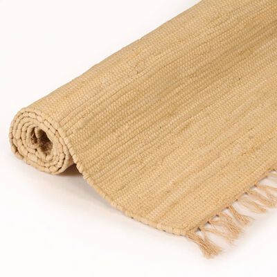 vidaXL Chindi paklājs, 200x290 cm, pīts ar rokām, kokvilna, bēšs