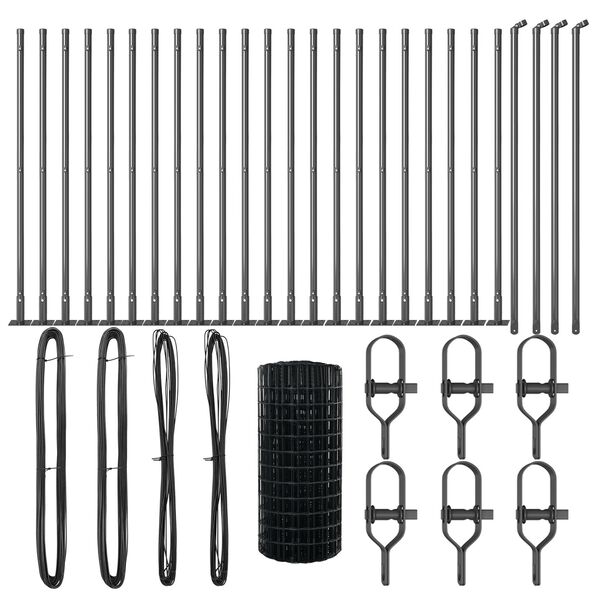 vidaXL Žogs ar stabu Pelēka 0,4 x 50 m Tērauds un PVC