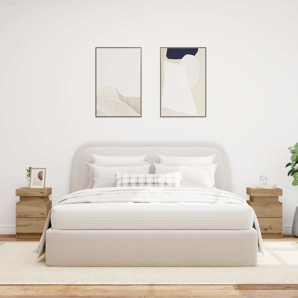 vidaXL naktsskapīši ar LED 2 gab., 35x39x55 cm, inženierijas koks