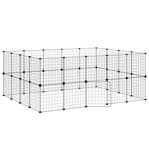 vidaXL 36 paneļu mājdzīvnieku būris, melns, 175x140x70 cm, tērauds