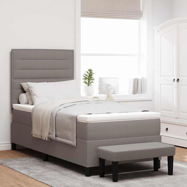 vidaXL Kastītes atsperu gulta Pelēkbrūna 100 x 200 cm audums