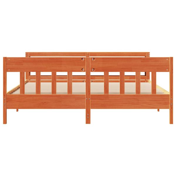 vidaXL gulta bez matrača, vaska brūnas, 180x200 cm, priedes masīvkoks