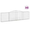 vidaXL arkveida gabiona grozi, 8 gb., 400x30x100/120cm, cinkota dzelzs