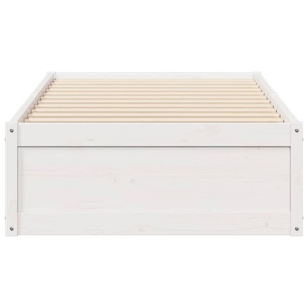 vidaXL gulta bez matrača, balts, 75x190 cm, priedes masīvkoks