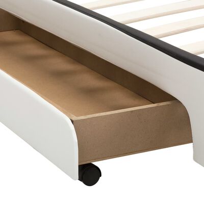 vidaXL gultas rāmis ar LED, balta mākslīgā āda, 100x200 cm