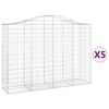 vidaXL arkveida gabiona grozi, 5 gb., 200x50x140/160cm, cinkota dzelzs