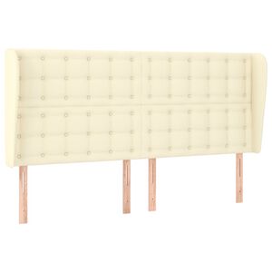 vidaXL galvgalis ar malām, 183x23x118/128 cm, krēmkrāsas mākslīgā āda