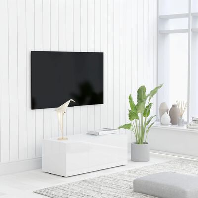 vidaXL TV skapītis, spīdīgi balts, 80x34x30 cm, skaidu plāksne