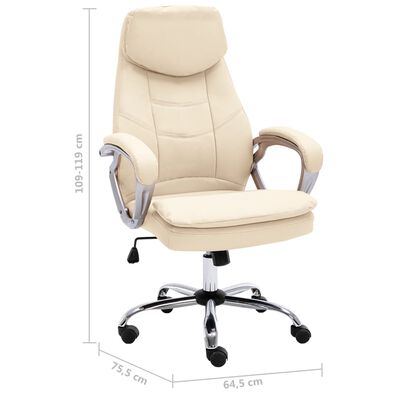 vidaXL biroja krēsls, krēmkrāsas dabīgā āda