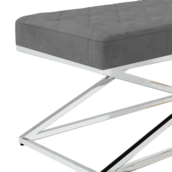 vidaXL sols, tum&scaron;i pelēks samts un nerūsējo&scaron;s tērauds