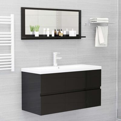 vidaXL vannasistabas spogulis, spīdīgi melns, 90x10,5x37 cm