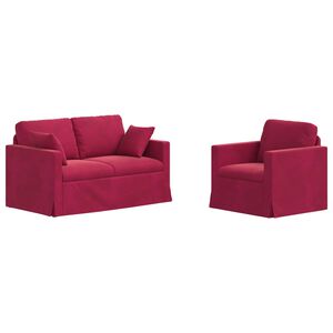 vidaXL Dīvānu komplekts 2 pcs Vīna sarkans 138 x 78 x 80 cm Samts