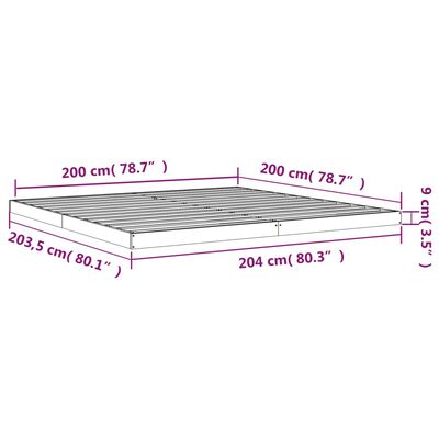 vidaXL gultas rāmis, 200x200 cm, priedes masīvkoks