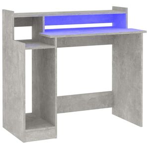 vidaXL rakstāmgalds, LED, betonpelēks, 97x45x90 cm, inženierijas koks