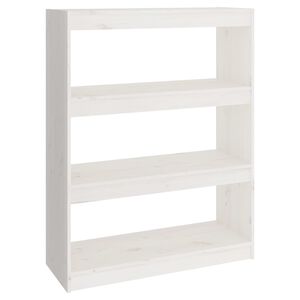 vidaXL grāmatu plaukts, balts, 80x30x103,5 cm, priedes masīvkoks