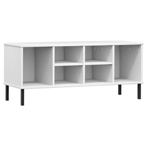 vidaXL apavu plaukts ar metāla kājām OSLO, balts, 106x35x45 cm, koks