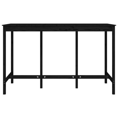 vidaXL bāra galds, melns, 180x80x110 cm, priedes masīvkoks