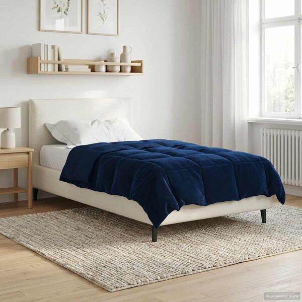 vidaXL Pilnas gada sega Tiltiņ&scaron; Tum&scaron;i zils 155 x 220 cm Mikro&scaron;ķiedra