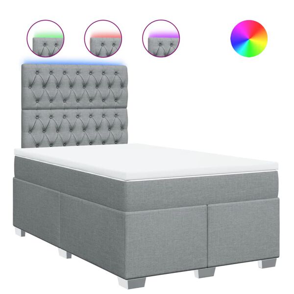 vidaXL atsperu gulta ar matraci, gai&scaron;i pelēka audums, 120x200cm