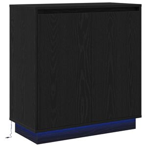 vidaXL LED sānu galds Melns ozols 71 x 34,5 x 75 cm Inženierijas koks