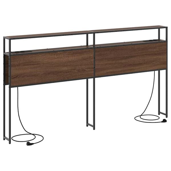 vidaXL Uzglabā&scaron;anas galvas balsts ar plauktu brūna ozolkoka 180 cm