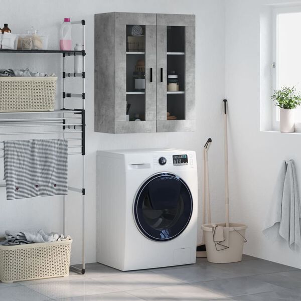 vidaXL sienas skapītis, betona pelēks, 69,5x34x90 cm