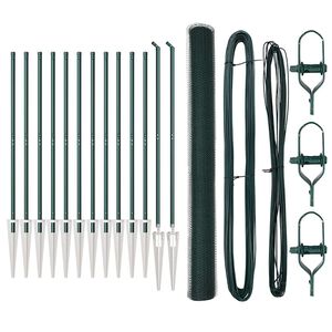 vidaXL Se&scaron;stūra žogs ar stabu 25 x 1,6 m PVC pārklāts tērauds Zaļa