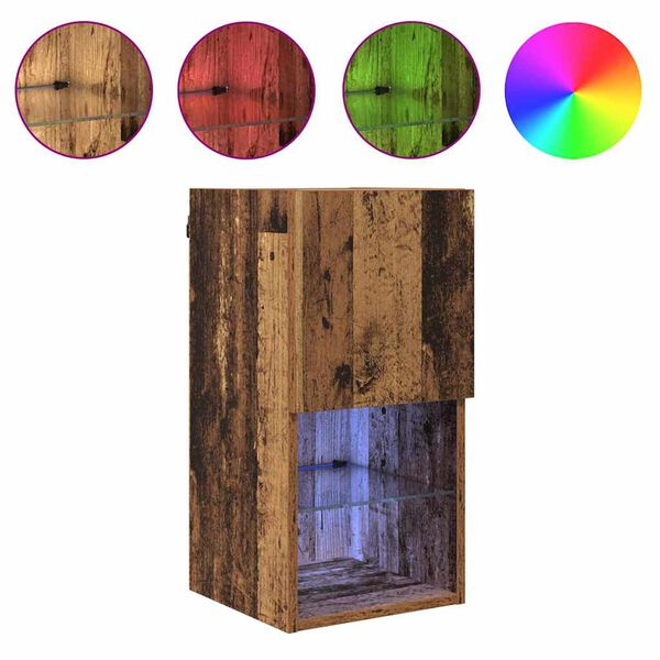 vidaXL Sienā montējams TV skapis Vecs koks 30,5 x 30 x 60 cm