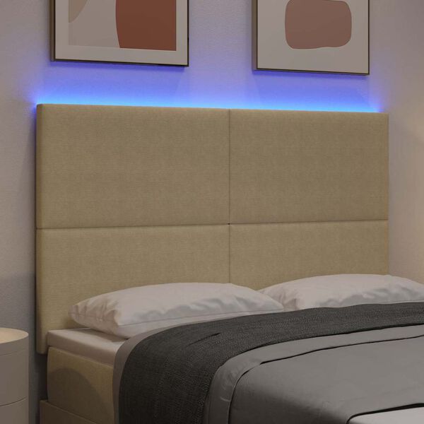 vidaXL LED gultas galva ar galvas klāju Pelēki zaļa 160 cm Poliesters